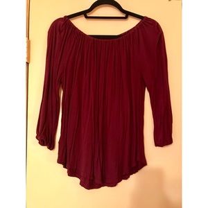 Ann Taylor Loft Maroon off the shoulder top